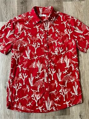 Sonoma Men’s Summer Collection Red Desert Print Short-Sleeve Shirt Size M
